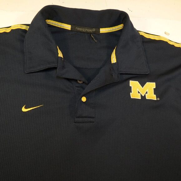 MICHIGAN WOLVERINES FOOTBALL COLLEGE POLO SHIRT Mens L Go Blue nike - Picture 1 of 3